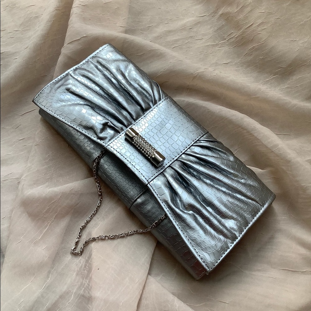 Silver Crocodile Clutch Wallet